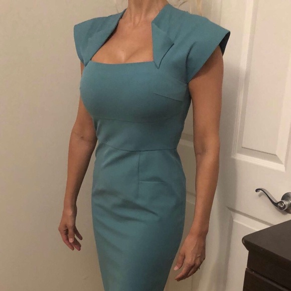 Roland Mouret Aqua Blue Stretch Dress - Picture 1 of 8